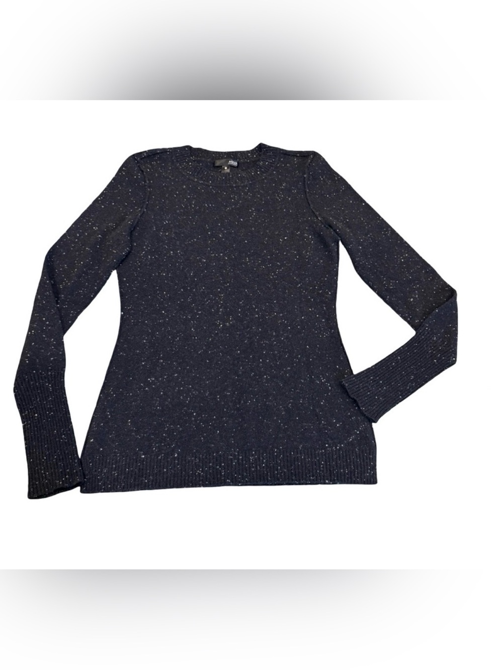 AQUA 100% Cashmere women’s sweater Speckled Crewneck XS Charcoal